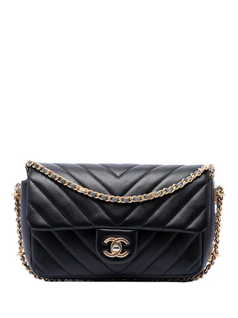CHANEL Pre-Owned 2018 Mini Rectangular Chevron Lambskin Chain Around Flap crossbody bag Black 4G4IJGE3ICTVH1HO