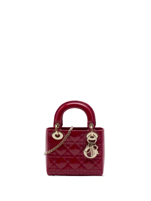 Christian Dior Pre-Owned 2018 Mini Patent Cannage Lady Dior satchel Red 2L93H2CBQQ76B9MP
