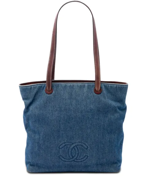 CHANEL Pre-Owned 1997-1999 CC Denim tote bag Blue 046WCC8QVU20VT6X