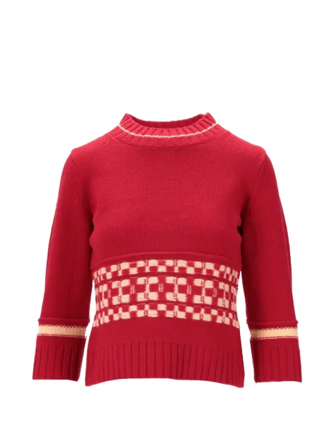 B.B. Walace geometric-pattern ribbed-trim sweater Red K17RILEY