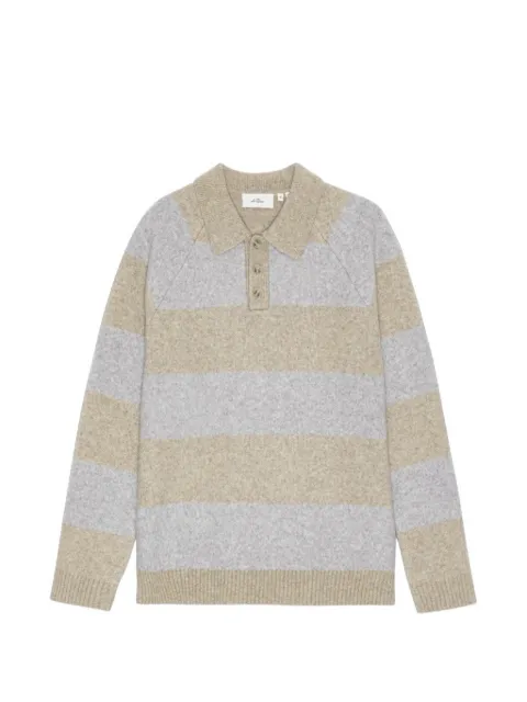 Les Deux striped raglan-sleeve polo shirt Neutrals 1002189836