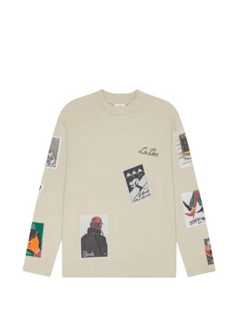 Les Deux stamp-print long-sleeve T-shirt Neutrals 1002304
