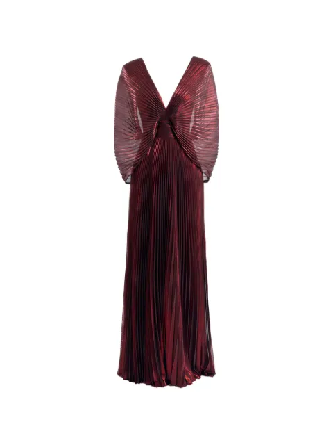 Gemy Maalouf pleated V-neck maxi dress Red EDPF262158LD