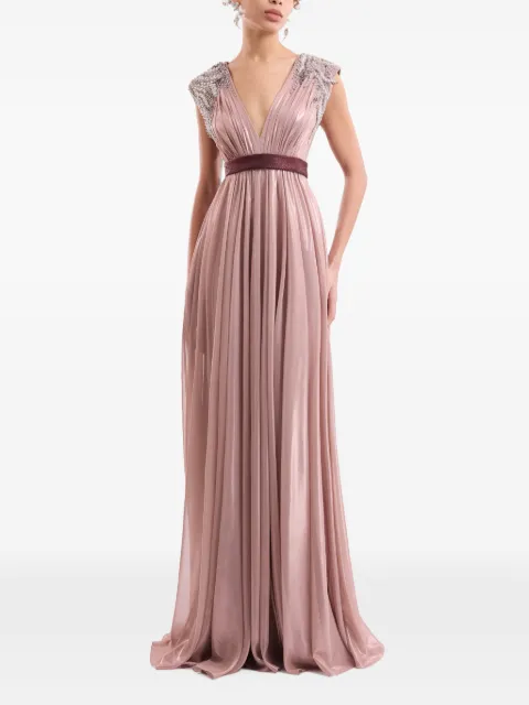 Gemy Maalouf pleated bead-embellished maxi dress Pink EDPF262161LD