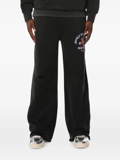 Purple Brand distressed graphic-print track pants Black M4191MFBG326