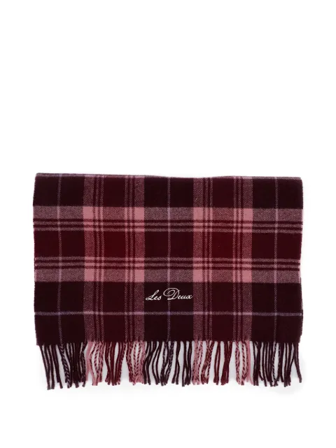 Les Deux check-pattern fringed scarf Red 1002384654