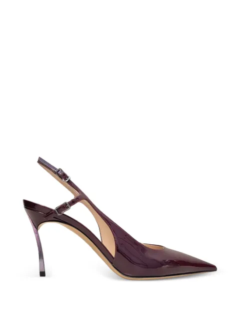 Casadei Samurai Julia patent-finish slingback pumps Purple 1G678B080MC1444