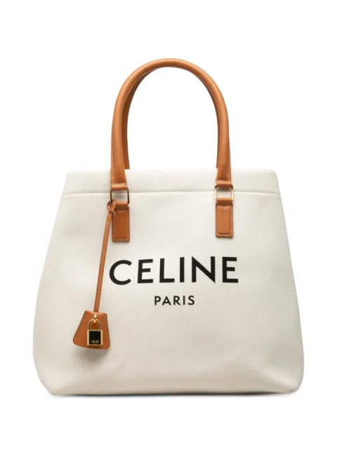 Celine Pre-Owned 2020 Small Canvas Logo Print Horizontal Cabas tote bag Brown NWCN6ZKV3VBQJ4P3