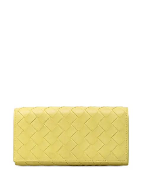 Bottega Veneta Pre-Owned 2012-2026 Nappa Intrecciato Continental Flap Wallet long wallets Yellow EAQYU03RK0B8XQP3