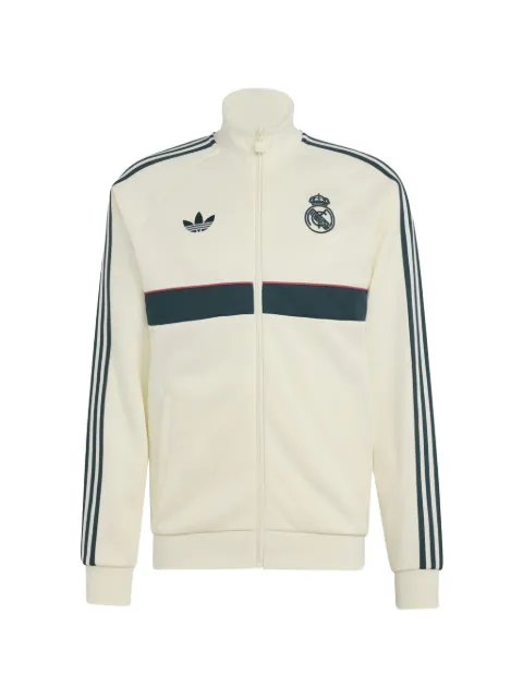 adidas Real Madrid logo-embroidered zip-up jacket Neutrals KG2971
