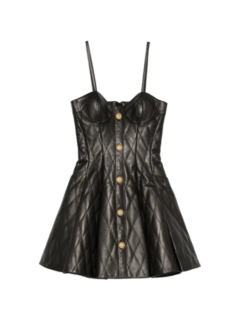 Balmain quilted leather mini dress Black HF1R2600LE36