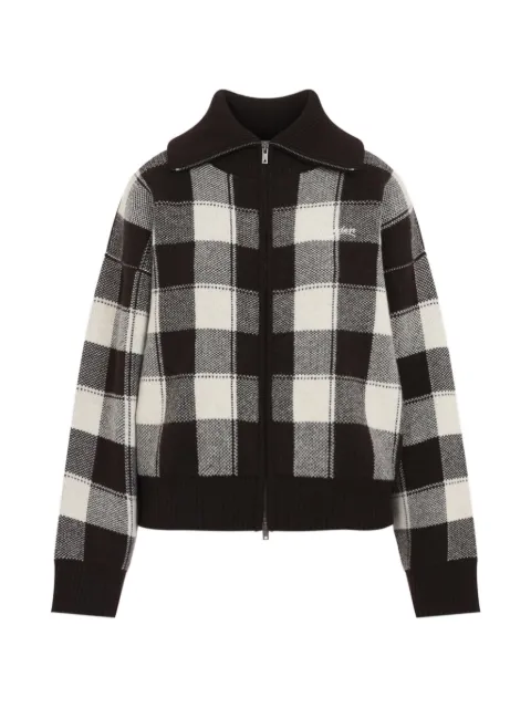 Golden Goose check-pattern zip-up cardigan Brown GWP02829P002669