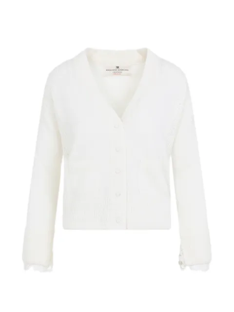 Ermanno Scervino lace-trim cashmere cardigan White D495N303APPYI
