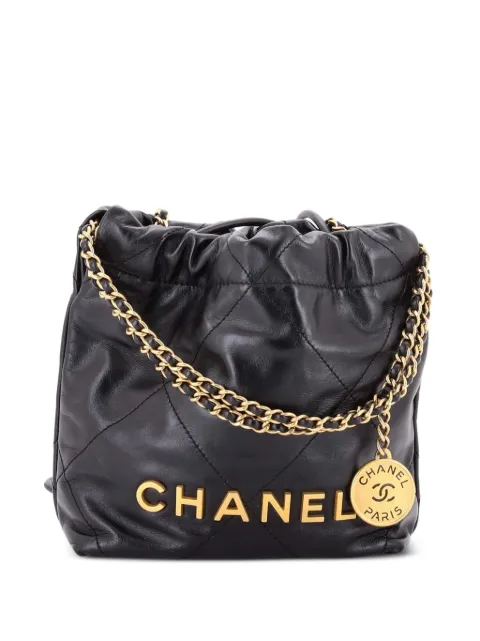 CHANEL Pre-Owned 22 Chain Hobo Quilted Calfskin Mini crossbody bag Black VHSELVFGOJ5HSY56