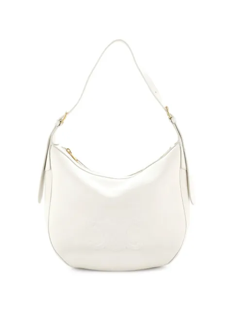 Celine Pre-Owned Heloise Triomphe Embossed Leather Medium shoulder bag White VG6F9641JHWM790Q