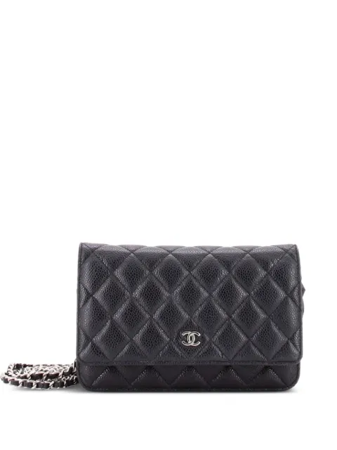 CHANEL Pre-Owned Wallet on Chain Quilted Caviar crossbody bag Black V39TIV912N8U3H6V