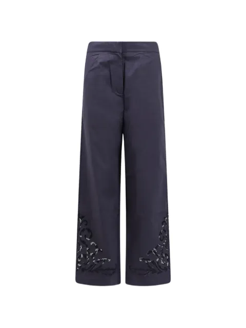 SCARLETT POPPIES Vemoza embroidered high-waisted trousers Blue S26PM063W038