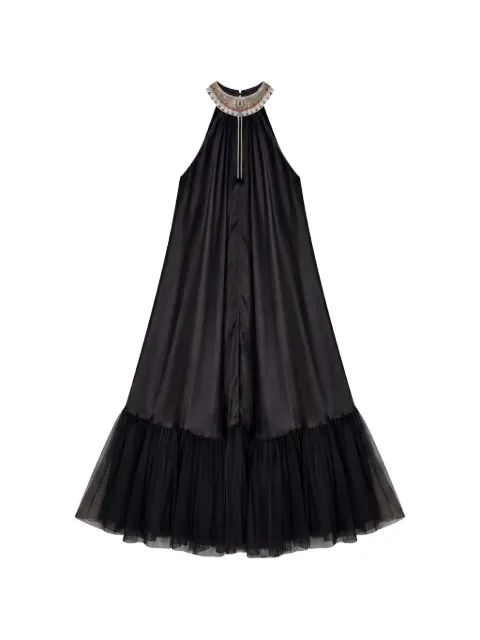 Mes Demoiselles embellished tulle-trim maxi dress Black 26WYANISBLACK