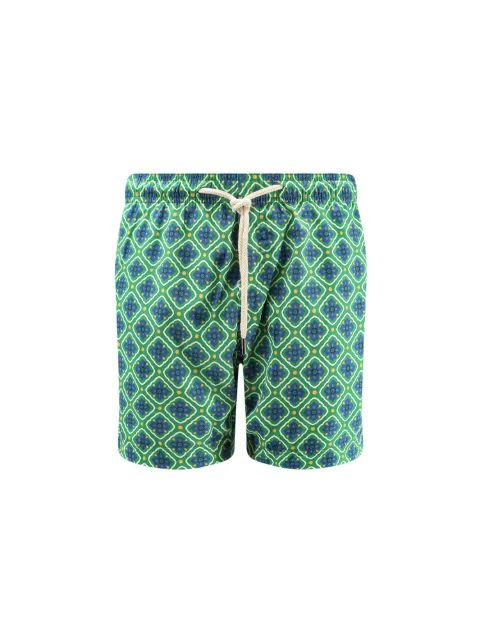 PENINSULA SWIMWEAR Pantelleria geometric-print swim trunks Green P26SBS002