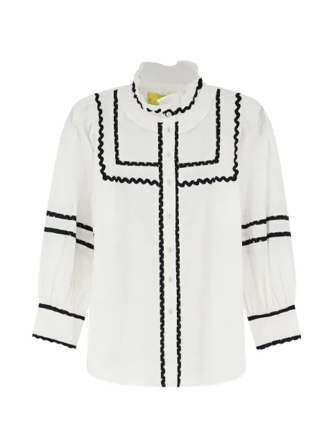 PHILIPPA 1970 Nala ruffled-trim puff-sleeve shirt White NALAWIHTESHIRT