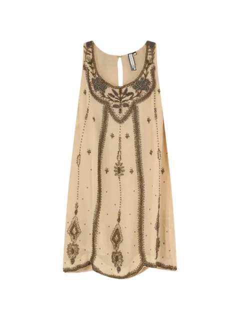 SCARLETT POPPIES Anabel beaded-embroidery mini dress Neutrals SP26DM069W053