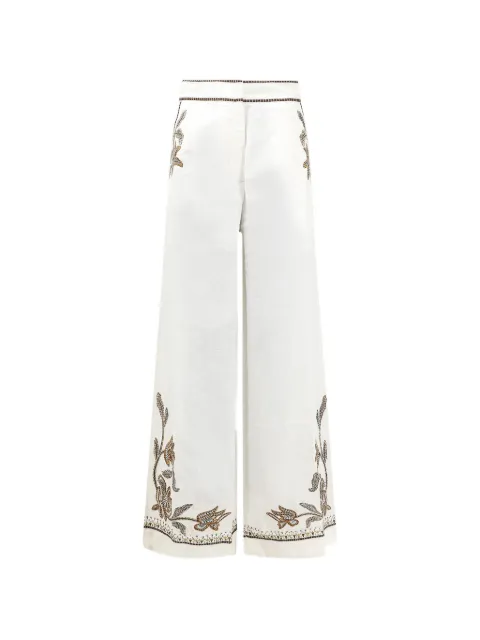 SCARLETT POPPIES Sorelle embroidered sequin-embellished trousers White S26PM044W024SIMPLYWHITEMULTICOLOR