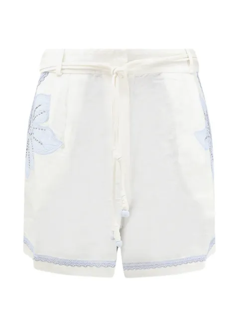 SCARLETT POPPIES Vareli floral-appliqué studded shorts Neutrals S26HM046W034SIMPLYWHITELIGHTBLUE