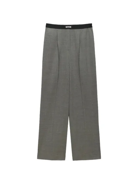 MSGM logo-waistband pleated trousers Grey 4141MDP14267617