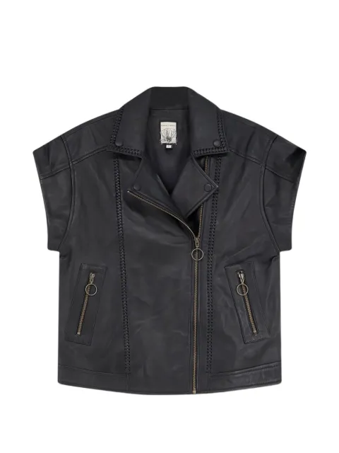SCARLETT POPPIES braided-leather sleeveless jacket Black SP26JM072L056ONYXBLACK