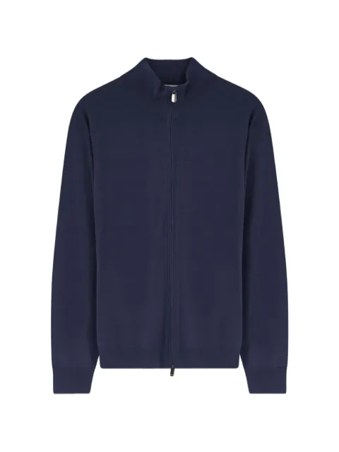 Bramani Cashmere zip-up high-neck cardigan Blue CAU14620LPTNAVY