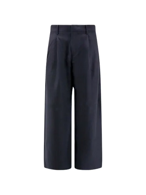 TONYWACK wide-leg pleated cotton trousers Blue BF12PT107