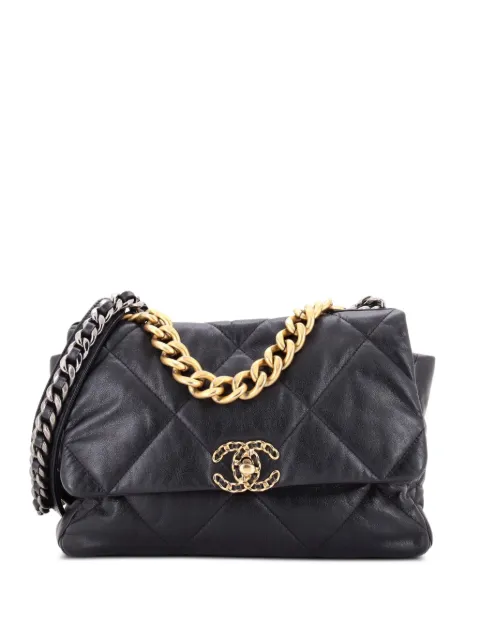 CHANEL Pre-Owned 19 Flap Bag Quilted Leather Large crossbody bag Black Y69AVV653HZ99FPY