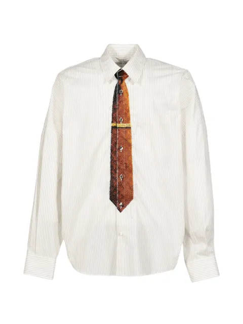 Doublet Tromp L'oeil tie-print striped cotton shirt White 26AW20SH178