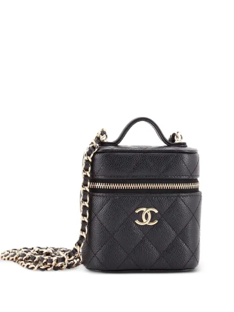 CHANEL Pre-Owned Handle with Care Vanity Case with Chain Quilted Caviar crossbody bag Black OBWDEDJ2L4WMKN43