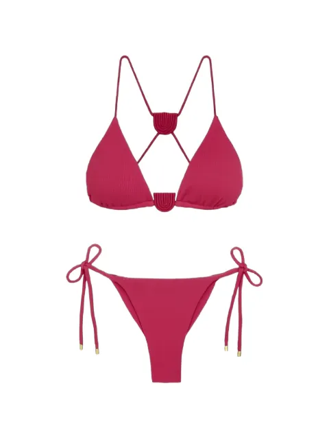 VIX PAULA HERMANNY Firenze Yara textured-finish T-back bikini top Pink VR261128