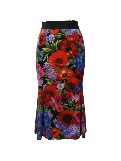 Dolce & Gabbana Pre-Owned floral-print silk midi skirt Black TONPUGBCL189293W