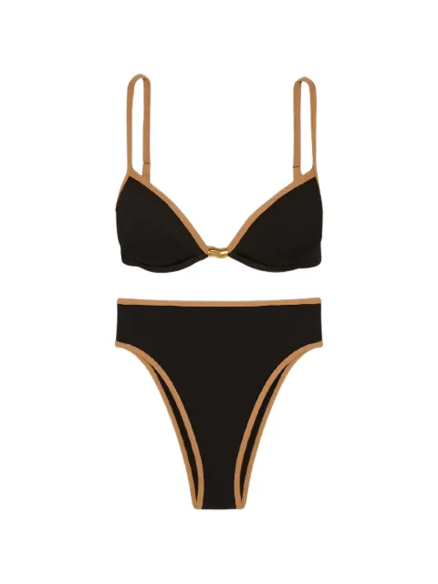 VIX PAULA HERMANNY Firenze Lily Gigi Hot Pant contrast-trim bikini bottom Black 26163441001X