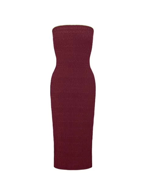 TROPIC OF C smocked strapless midi dress Red CS784KALAMATA