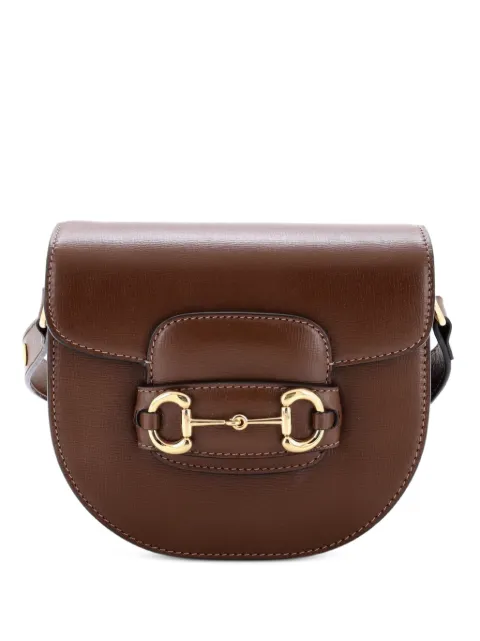 Gucci Pre-Owned Horsebit 1955 Rounded Shoulder Bag Leather Mini crossbody bag Brown SZSW030R6JXQ52SN