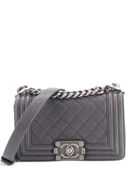 CHANEL Pre-Owned Boy Flap Bag Quilted Caviar Small crossbody bag Grey 57HEJBHT02W29OVY