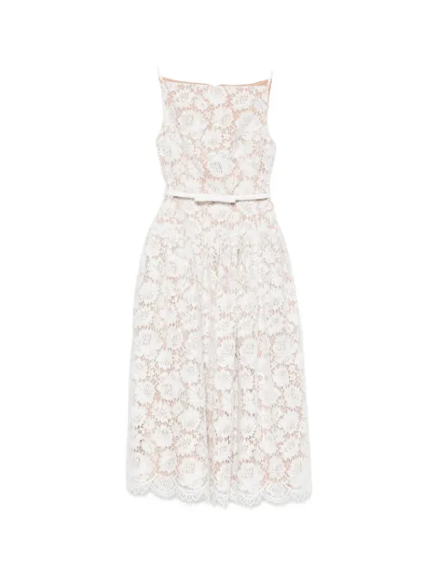Self-Portrait white lace flared midi dress White AW26160M