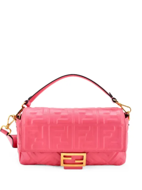 Fendi Pre-Owned Baguette NM Bag Zucca Embossed Leather Medium crossbody bag Pink NT1DMBY8NB7VOMOA