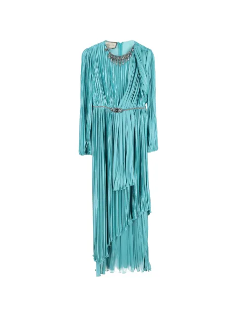 Gucci Pre-Owned crystal-embellished pleated dress Blue NAPPUGBCL528808W
