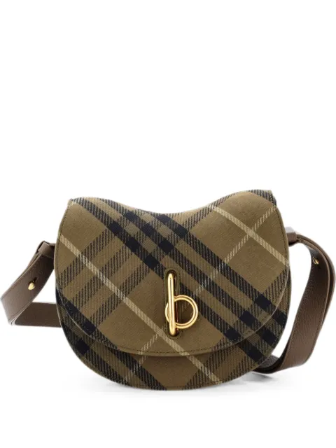 Burberry Pre-Owned Rocking Horse Shoulder Bag Check Jacquard with Leather Mini crossbody bag Green 5DU1UYMHD51DKE0F