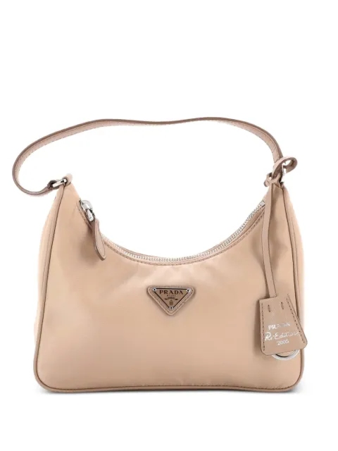 Prada Pre-Owned Re-Edition 2005 Tessuto with Saffiano Leather Mini hobo bag Neutrals WXPIVRRRBVENOVUE