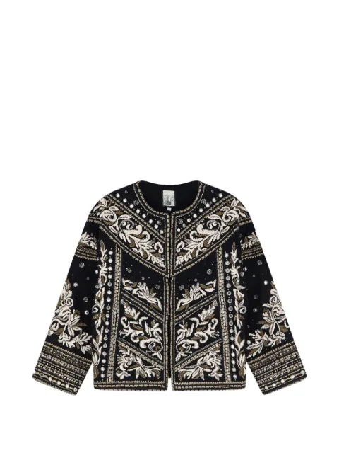 SCARLETT POPPIES Tanika embroidered sequin-embellished jacket Black SP26JM049W051