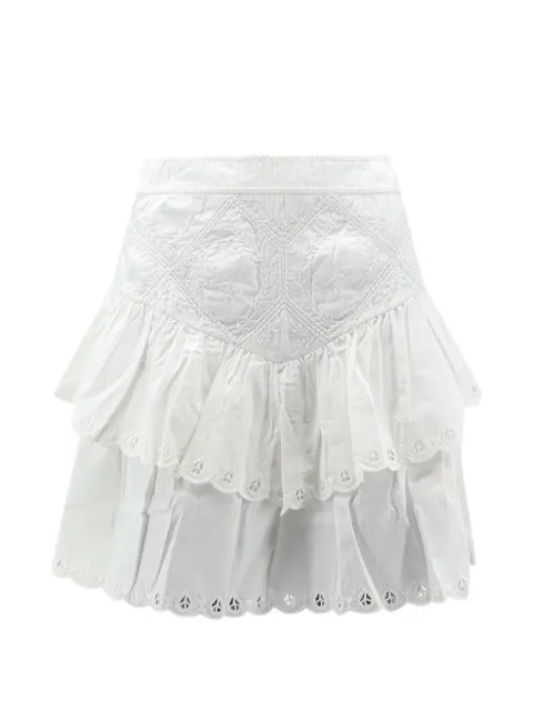 SCARLETT POPPIES Sovena embroidered ruffled skirt White SP26SM058W015SIMPLYWHITE