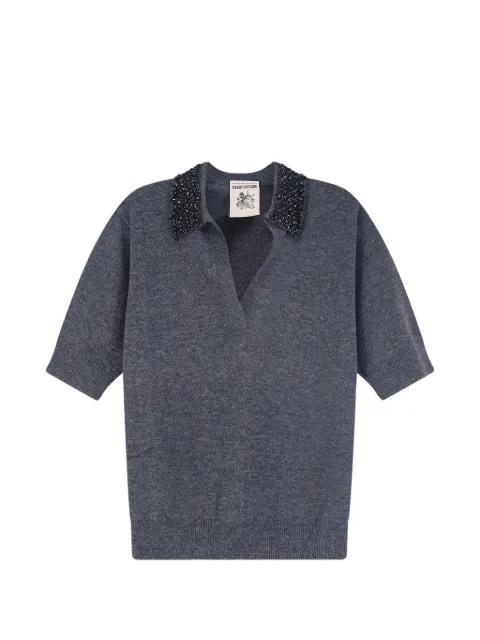 Semicouture bead-embellished knitted sweater Grey Y6WH70Y47