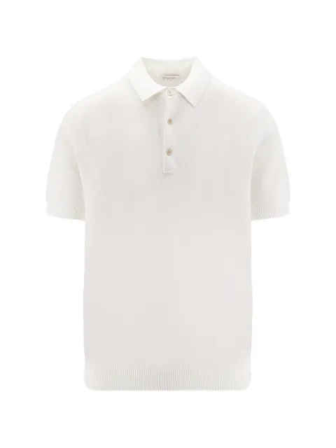Bramani Cashmere short-sleeve knit polo shirt Neutrals POU1823PTCTSBIANCO