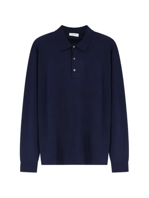 Bramani Cashmere long-sleeve polo shirt Blue POU1743PTCTS